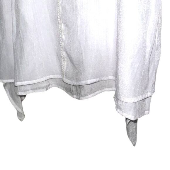 White Sleeveless Tunic Top With Asymmetrical Hem By Fever S Viscose/Polyester - Picture 6 of 10